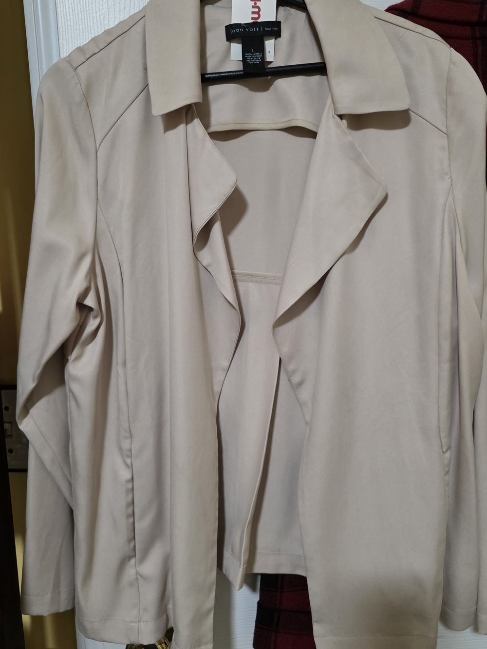 Joan Vass Light Cream Open-Front Blazer